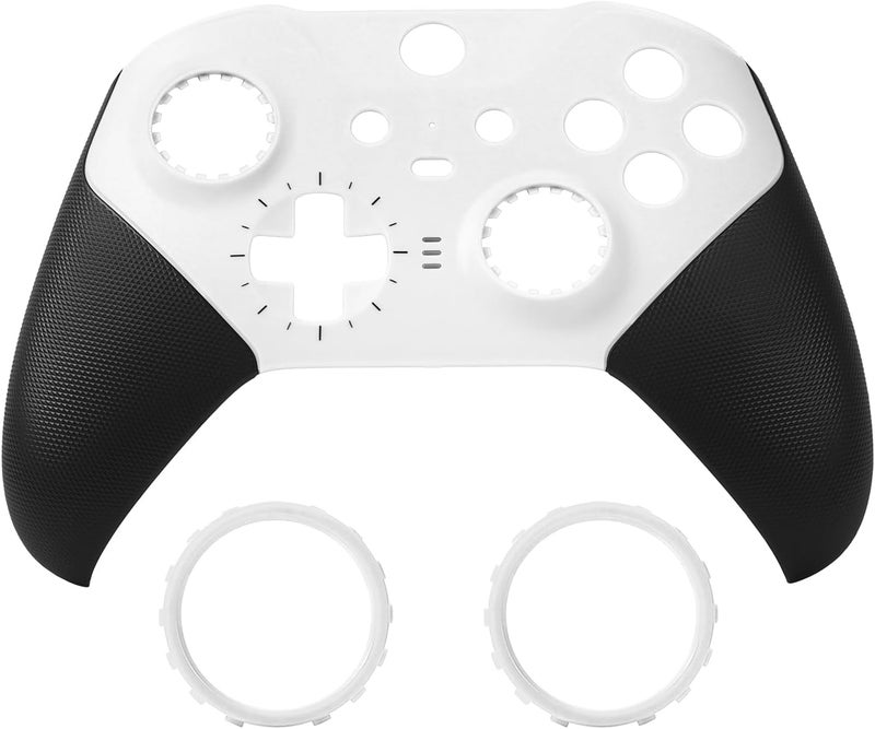 Ceozon Replacement Faceplate Cover Front Housing Shell Repair Accessories Kit for Xbox One Elite Controller Series 2 Included Joystick Rings White - Image 1